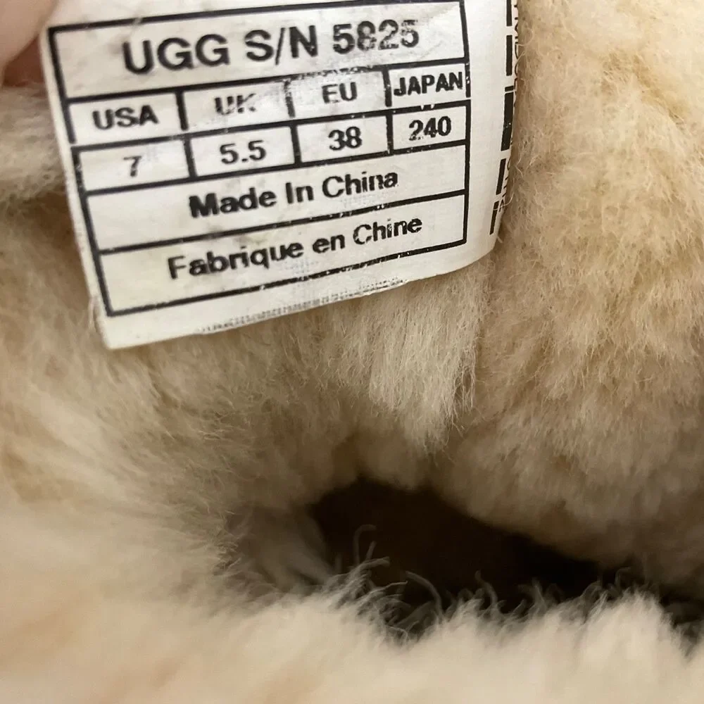UGG AUSTRALIA Classic sherpa Boots Women's 7 Chestnut Sherpa Leather Suede 5825